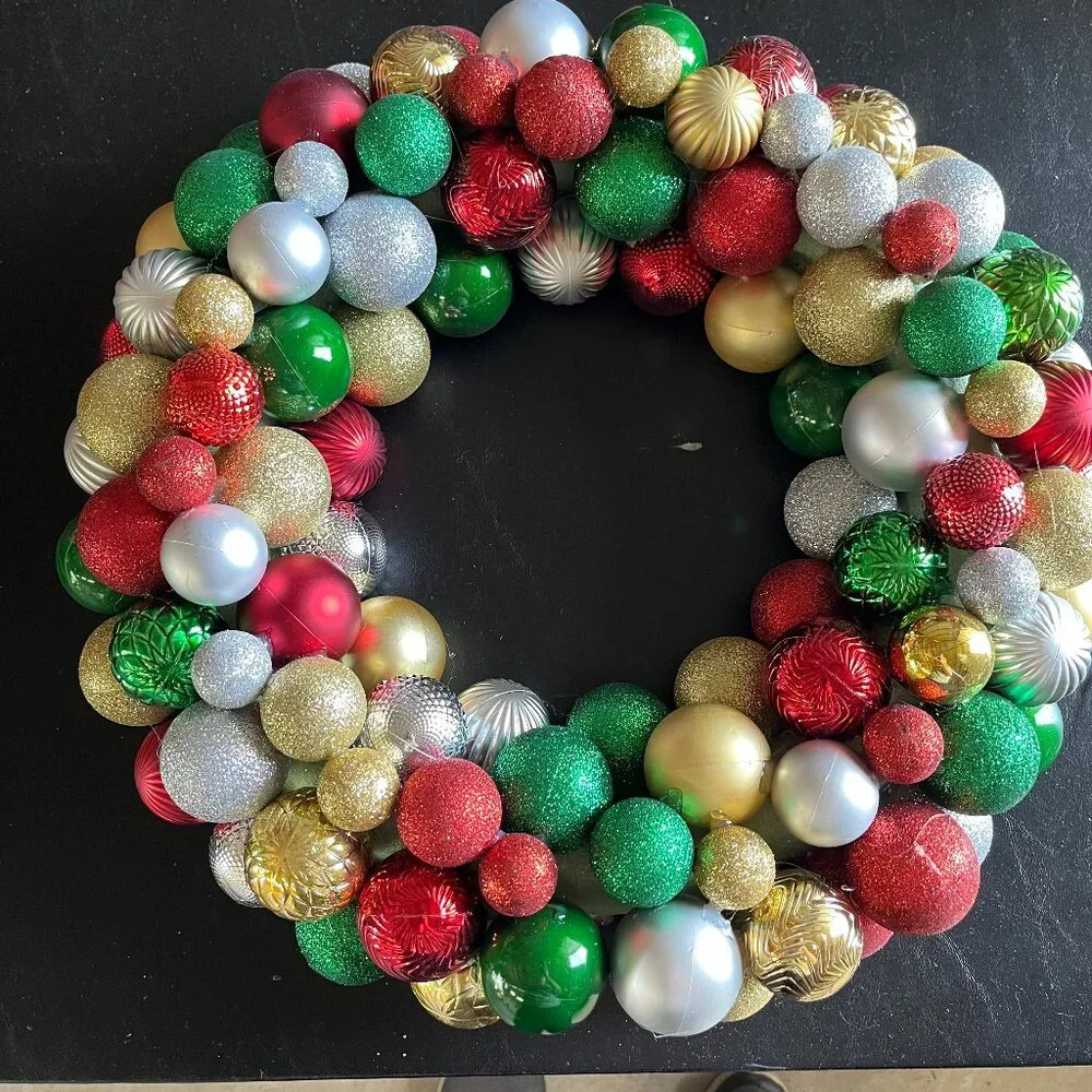 Christmas Ornament Wreath - Red, Green, Silver, and Gold - 16